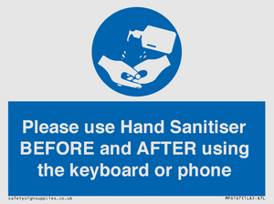 Please use Hand Sanitiser BEFORE and AFTER using the keyboard or phone